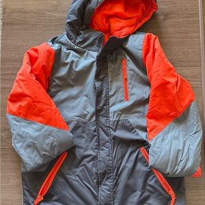 Children’s Place Gray and Orange Kids Puffer Jacket - Youth Large